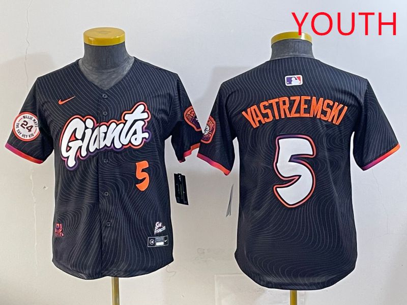 Youth San Francisco Giants #5 Yastrzemski Black Joint Name 2025 Nike MLB Jersey style 33
